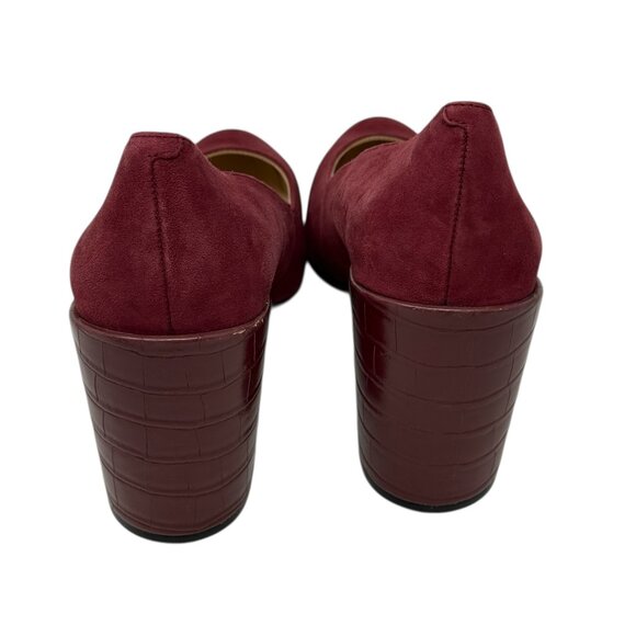 Nine West Burgundy Suede Block Heel Pumps Sz 11 Classic Holiday Dress Shoes - Picture 6 of 10
